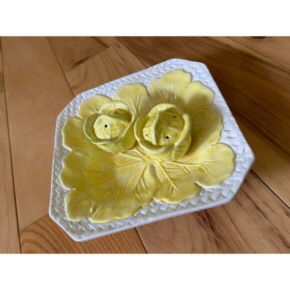 Secla Cabbage Yellow Salt & Pepper Shaker SET, Meiselman Imports Plate Vintage - Picture 10 of 10